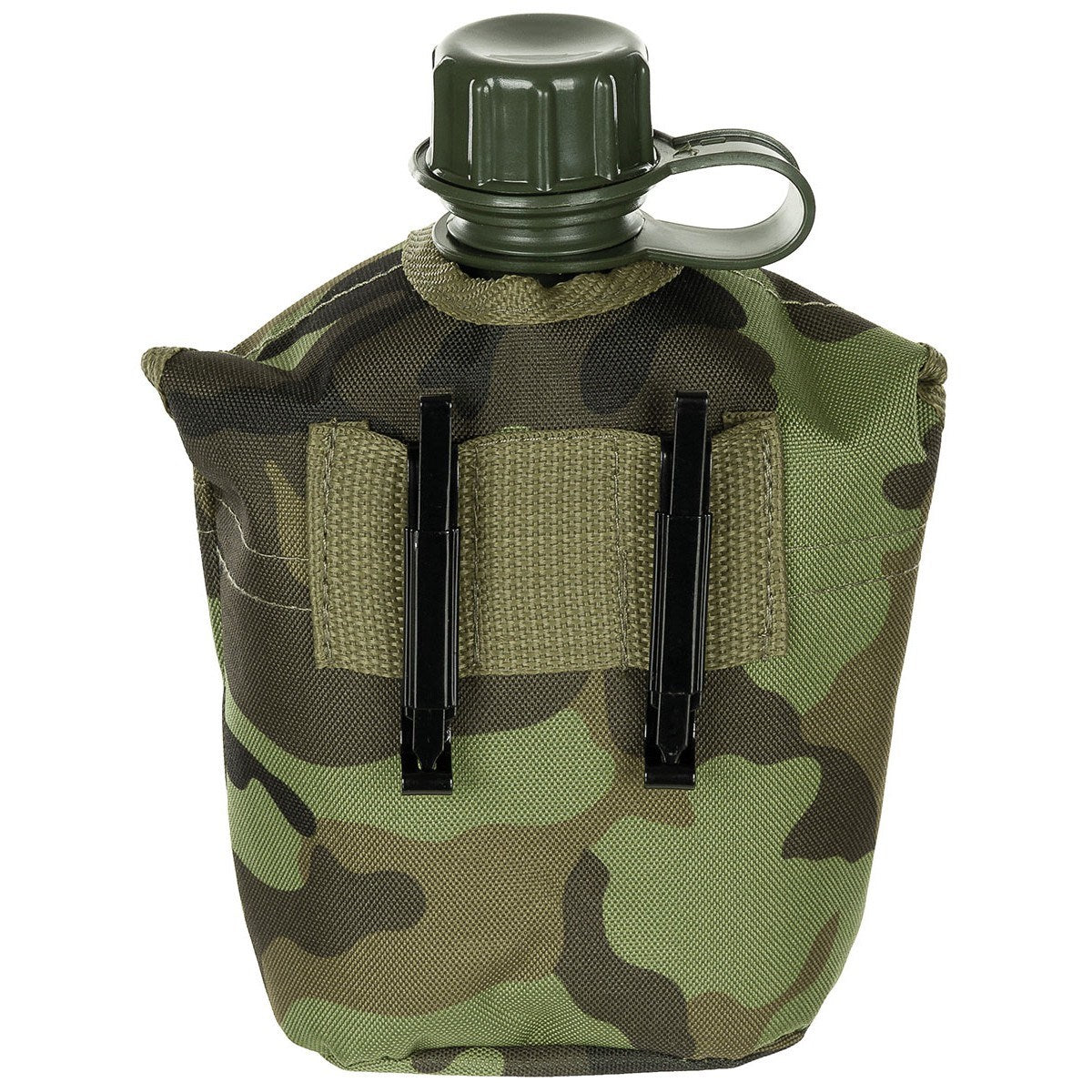 Cantimplora de campaña US 1L con funda de nylon patrón 95 bosque, botella de plástico con funda camuflaje