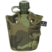 Cantimplora de campaña US 1L con funda de nylon patrón 95 bosque, botella de plástico con funda camuflaje