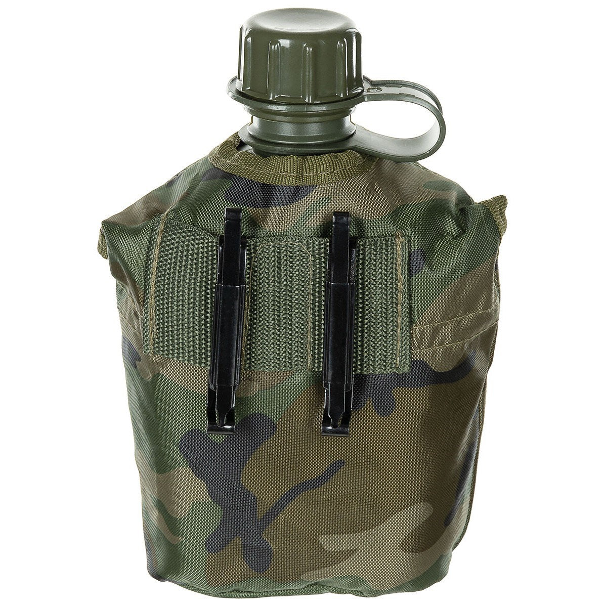 Cantimplora de campaña US 1L con funda de nylon patrón 95 bosque, botella de plástico con funda camuflaje
