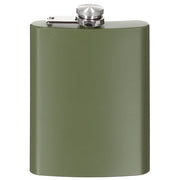 Petaca 225 ml verde - acero inoxidable con recubrimiento oliva, tapa roscada con seguro