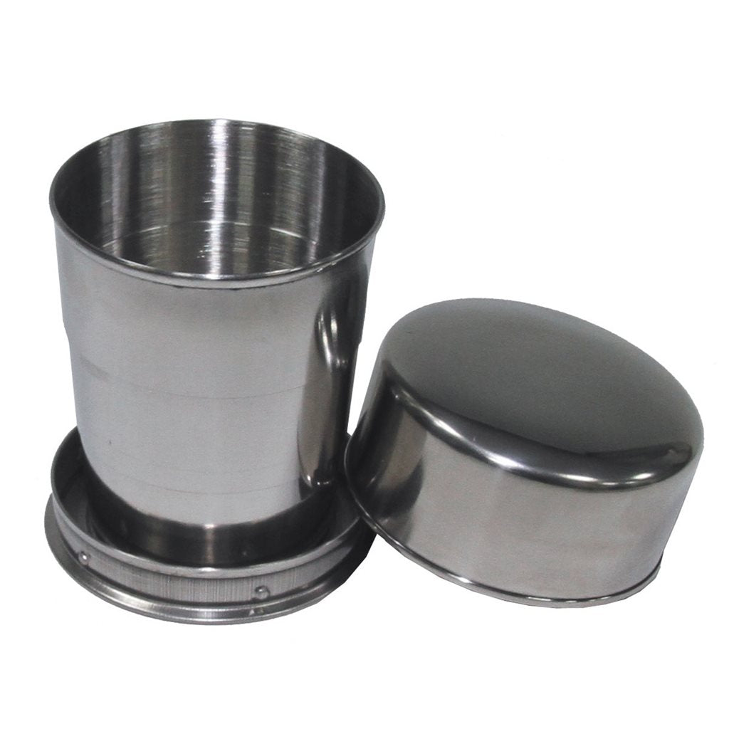 Vaso plegable telescópico de acero inoxidable 15 cl plateado