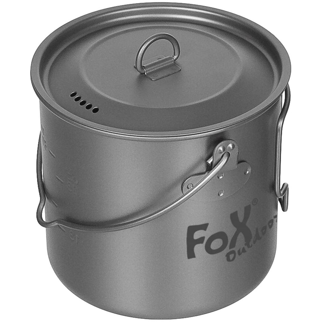 Olla FOX de titanio 1,1 l con tapa y funda, ultraligera