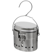 Set de cocina sueco tipo M40 en acero inoxidable, incluye paravientos, sartén y olla