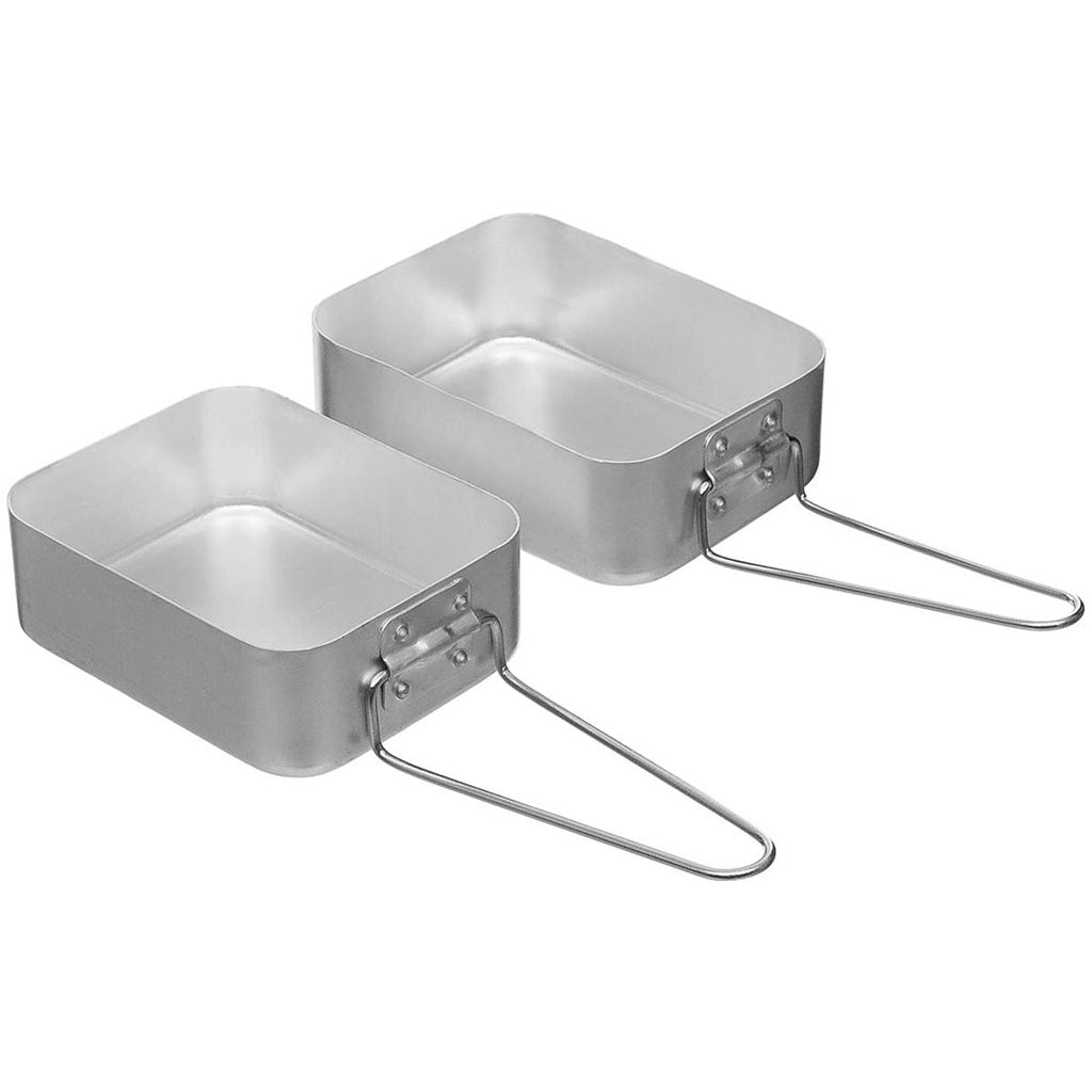 Juego de vajilla cuadrada de 2 piezas en aluminio con asas plegables