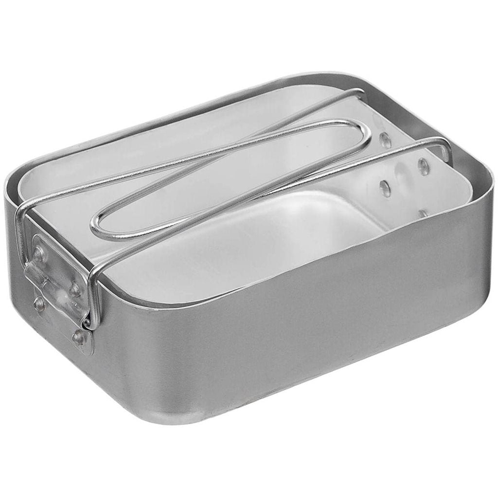 Juego de vajilla cuadrada de 2 piezas en aluminio con asas plegables