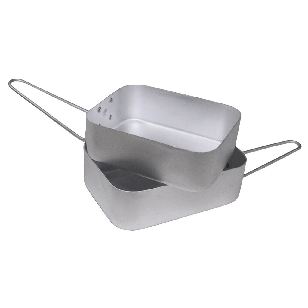 Juego de vajilla cuadrada de 2 piezas en aluminio con asas plegables