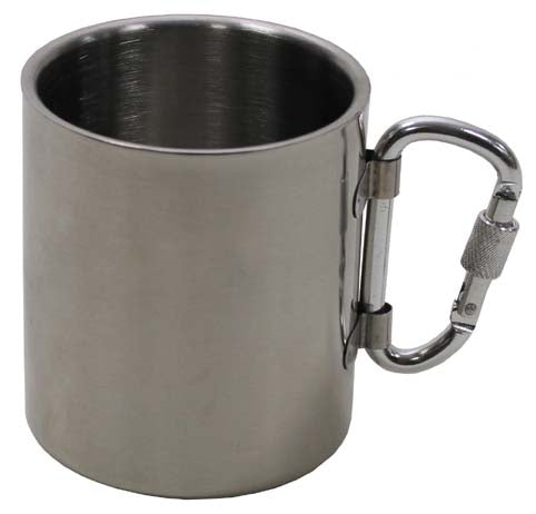 Taza termo de acero inoxidable 300 ml con doble pared y mosquetón