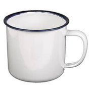 Taza esmaltada blanca con borde negro 0,3 l diámetro 8 cm