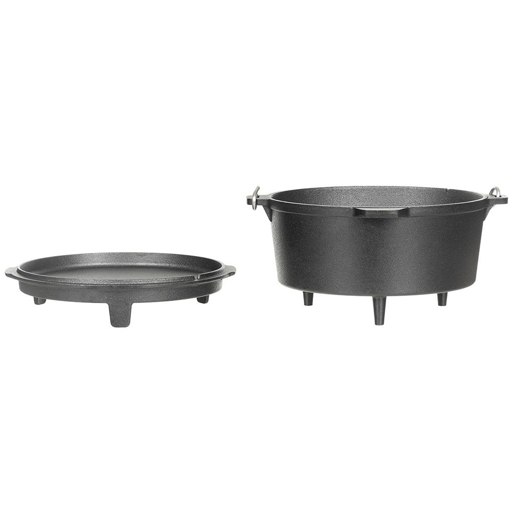 Olla Dutch Oven de hierro fundido 3,8 l negra con patas y tapa convertible en sartén