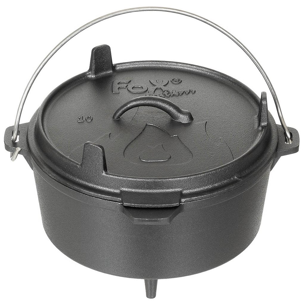 Olla Dutch Oven de hierro fundido 3,8 l negra con patas y tapa convertible en sartén