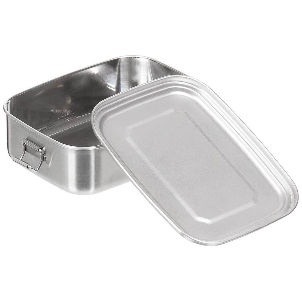Caja para comida grande de acero inoxidable 18 x 14 x 6,5 cm
