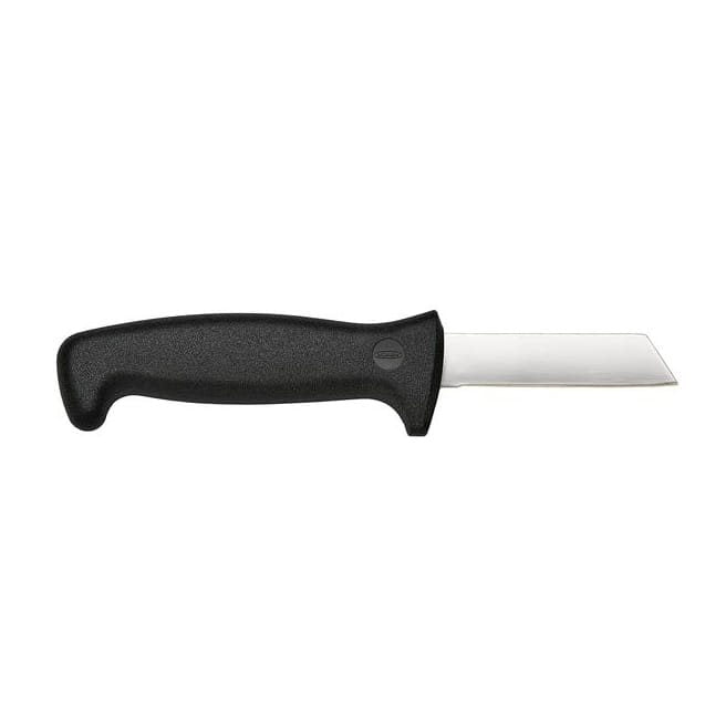Cuchillo OH-8 con hoja de acero inoxidable y mango plástico negro, herramienta para artesanos