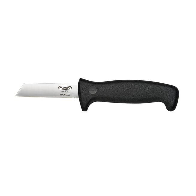 Cuchillo OH-8 con hoja de acero inoxidable y mango plástico negro, herramienta para artesanos