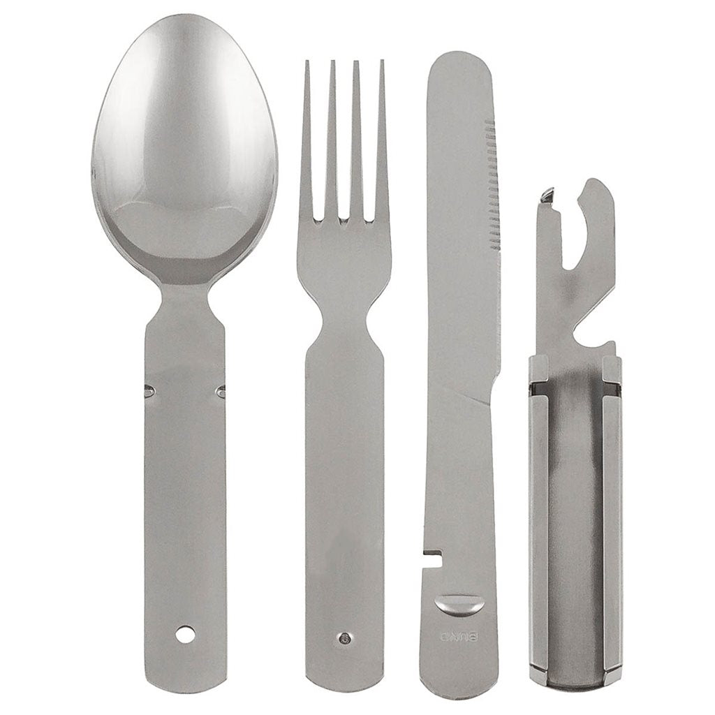 Juego de cubiertos BW 4 piezas con funda y abrelatas estilo Bundeswehr