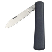 Cuchillo electricista NH-1 con hoja de acero 420, mango plástico negro y funda PVC
