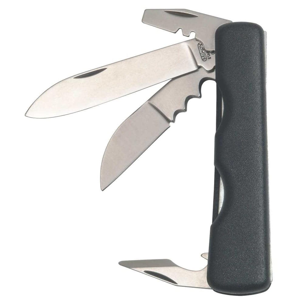 Cuchillo electricista plegable NH-4 con mango plástico negro y funda PVC