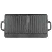 Parrilla de hierro fundido reversible 50 x 23 x 1,5 cm negra con asas laterales