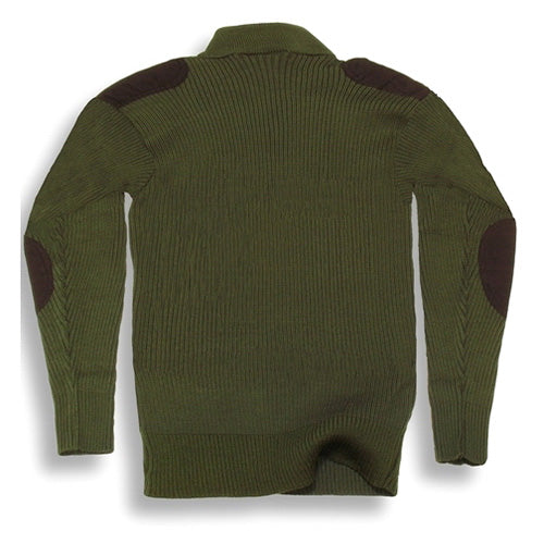 Suéter ACRYLIC COMMANDO verde con cremallera 1/4 de latón en el cuello