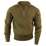 Suéter ACRYLIC COMMANDO verde con cremallera 1/4 de latón en el cuello