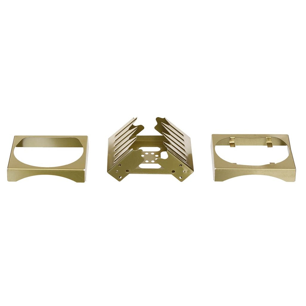 Hornillo plegable MFH de tres piezas con cortavientos y soportes, sin combustible