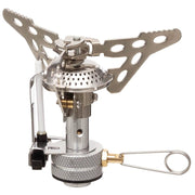 Hornillo de gas compacto con encendido piezoeléctrico y patas plegables (3 kW, 125 g)