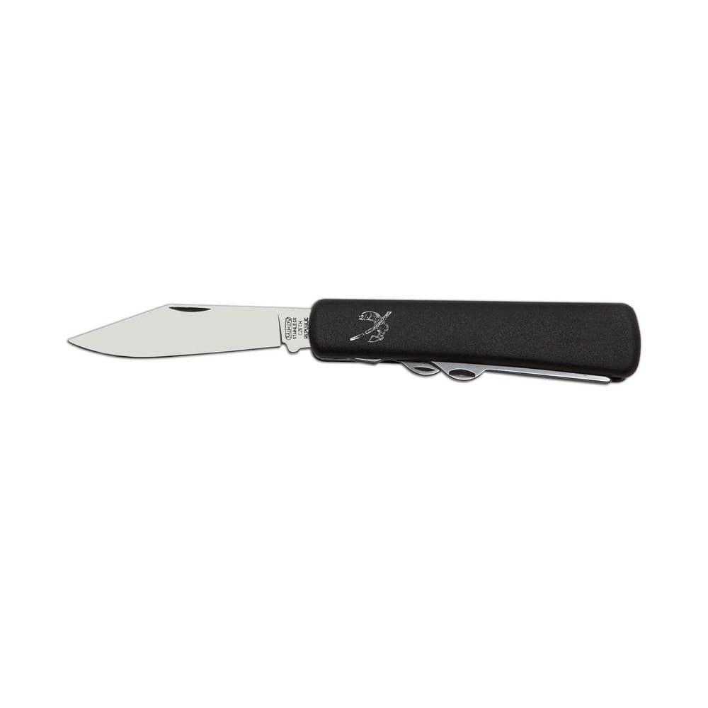 Cuchillo de pesca NH-3B, hoja acero inoxidable 420 de 75 mm, mango plastico negro y funda PVC