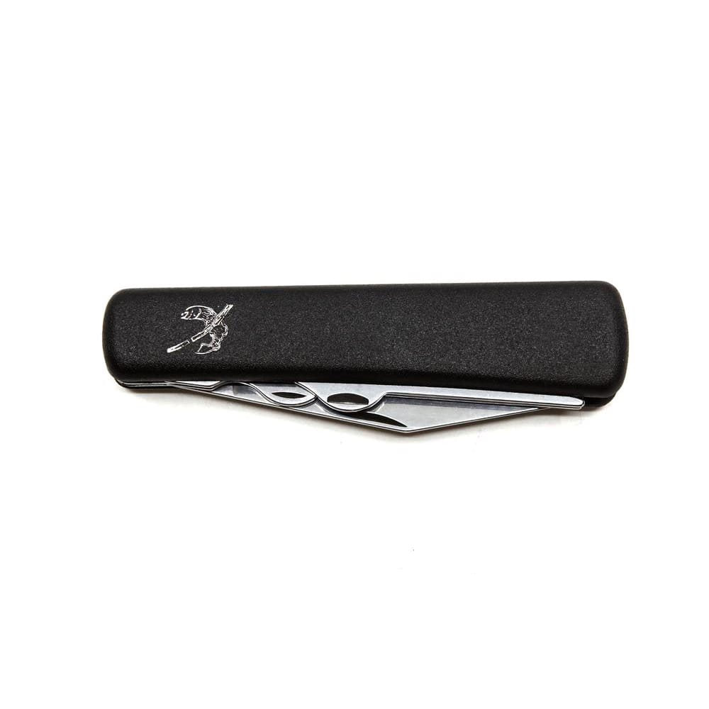 Cuchillo de pesca NH-3B, hoja acero inoxidable 420 de 75 mm, mango plastico negro y funda PVC