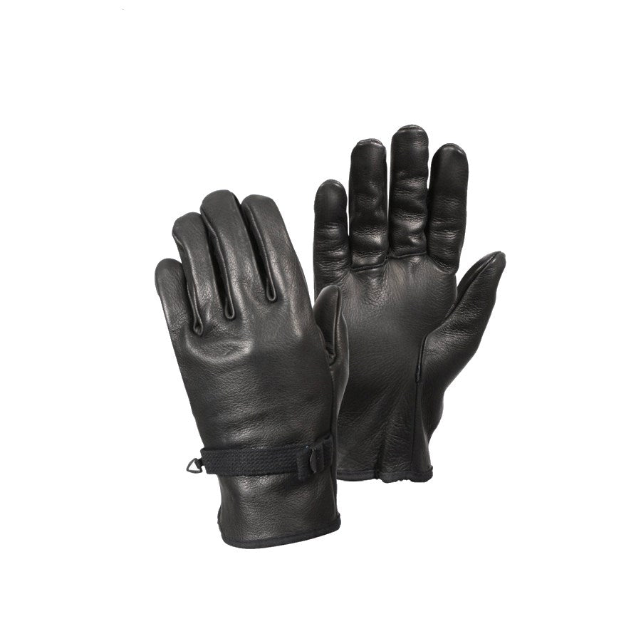 Guantes de cuero D-3A negros con cinta de ajuste en el dorso (imagen del producto)