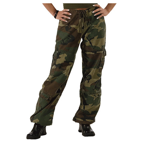 Pantalones paratrooper VAGE WOODLAND camuflaje para mujer