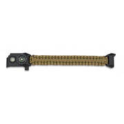 Pulsera paracord Coyote con brújula, silbato, linterna y pedernal, 24,5 cm, 41 g