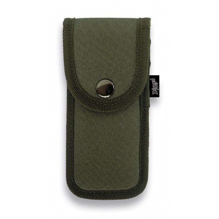 Funda DINGO para navaja plegable en nylon verde con cierre a presión 16x7 cm
