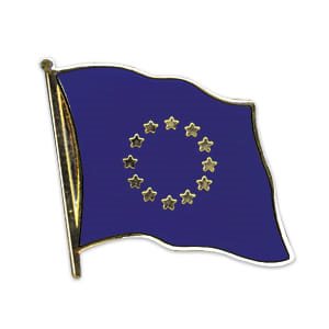 Insignia parche con la bandera de la Unión Europea ondeando
