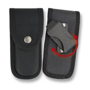 Funda giratoria para cinturón para navaja plegable en nylon negro, 14,5 x 6,5 cm