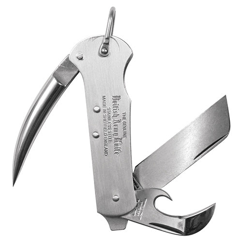 Navaja plegable GENUINE British Army con abrelatas, hoja ancha, punzón y destornillador, acero inoxidable