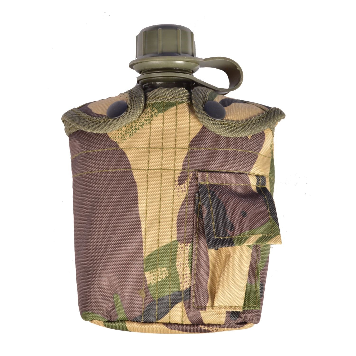 Botella de agua de plástico con funda camuflaje DPM