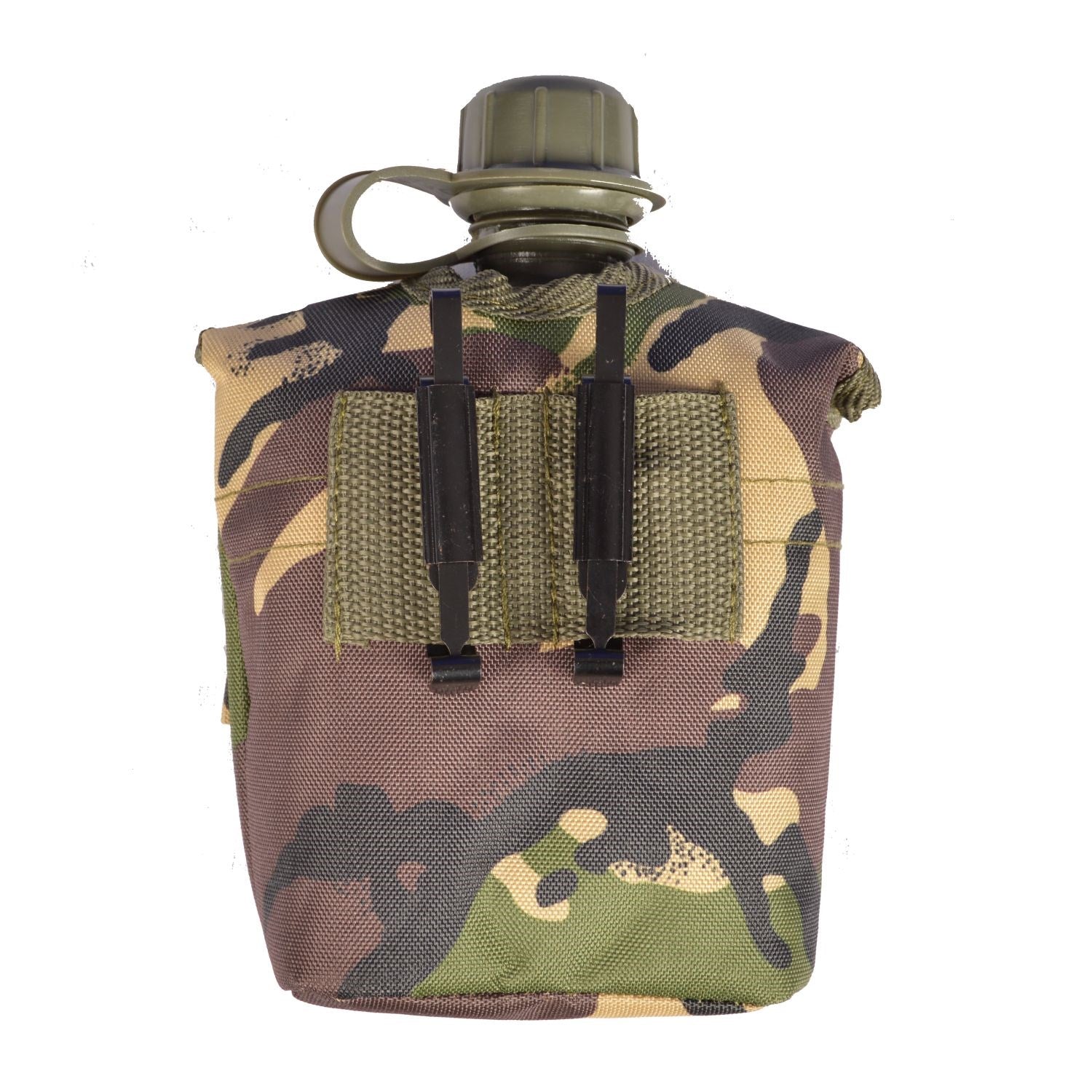 Botella de agua de plástico con funda camuflaje DPM