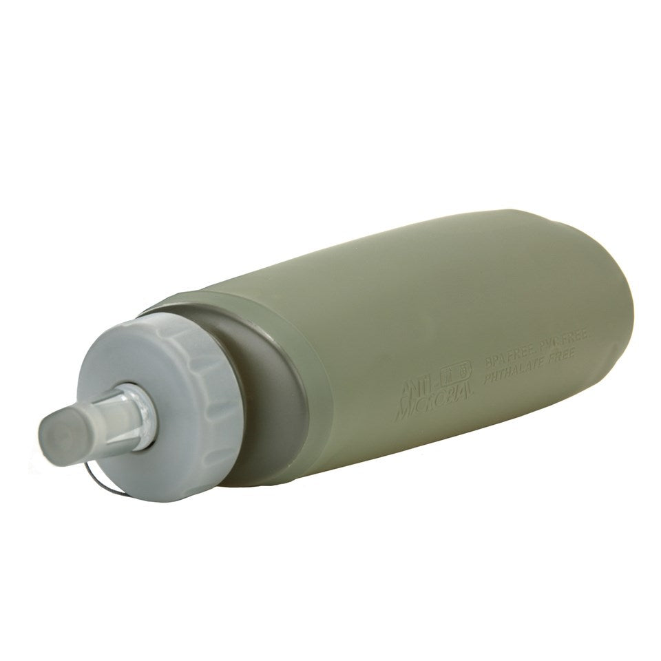 Botella plegable 600 ml, plegada y desplegada, libre de BPA
