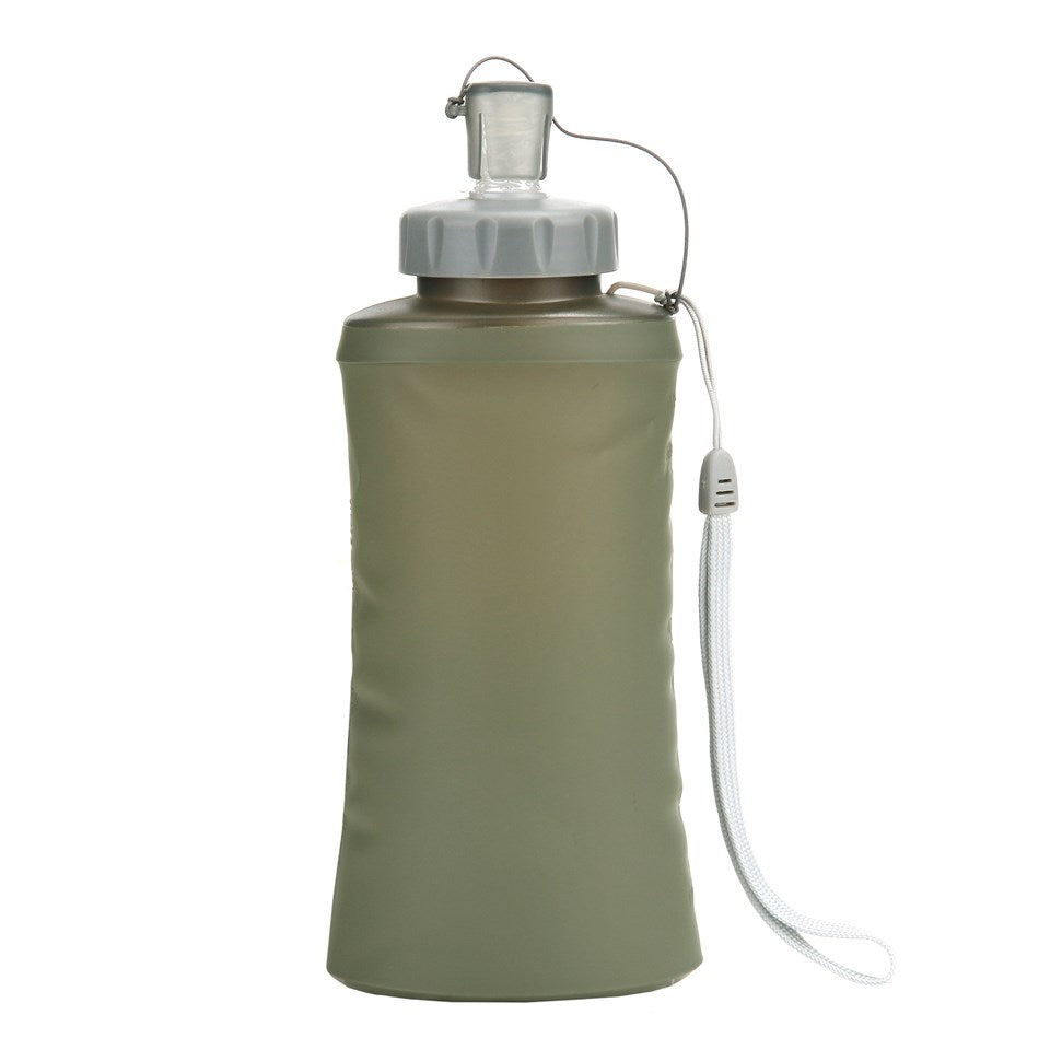 Botella plegable 600 ml, plegada y desplegada, libre de BPA