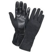 Guantes NOMEX negros largos con piel de cordero y ajuste elástico en la muñeca