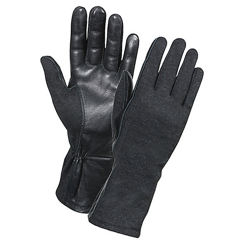 Guantes NOMEX negros largos con piel de cordero y ajuste elástico en la muñeca