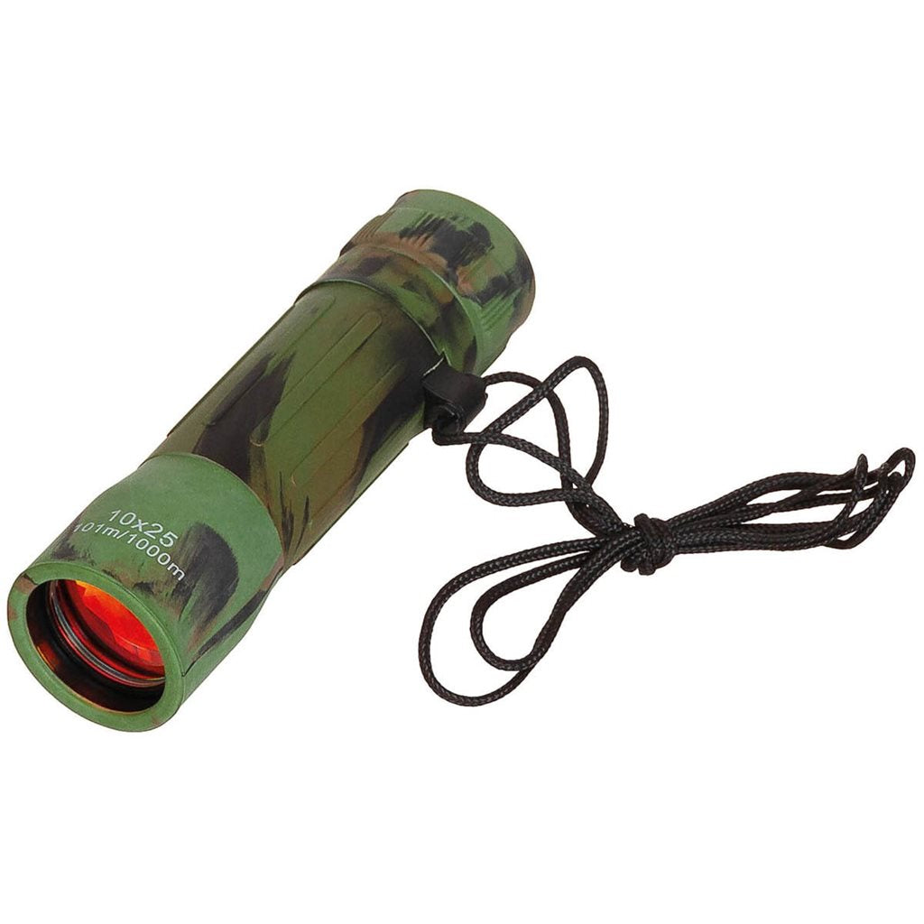 Monocular MFH 10x25 WOODLAND con funda de nylon