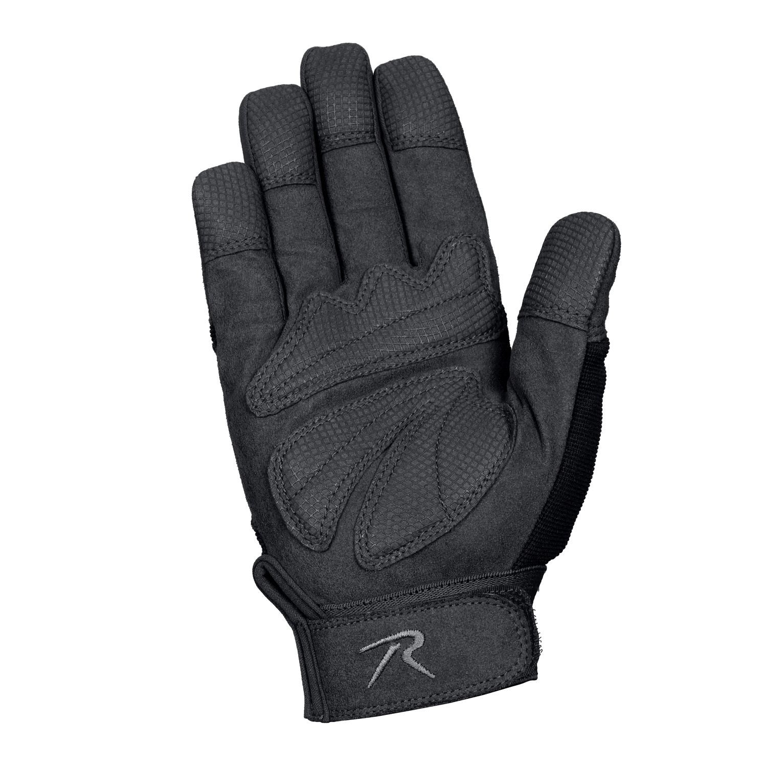 Guantes Military Mechanics negros con palma de piel sintética y tejido transpirable, cierre elástico con velcro