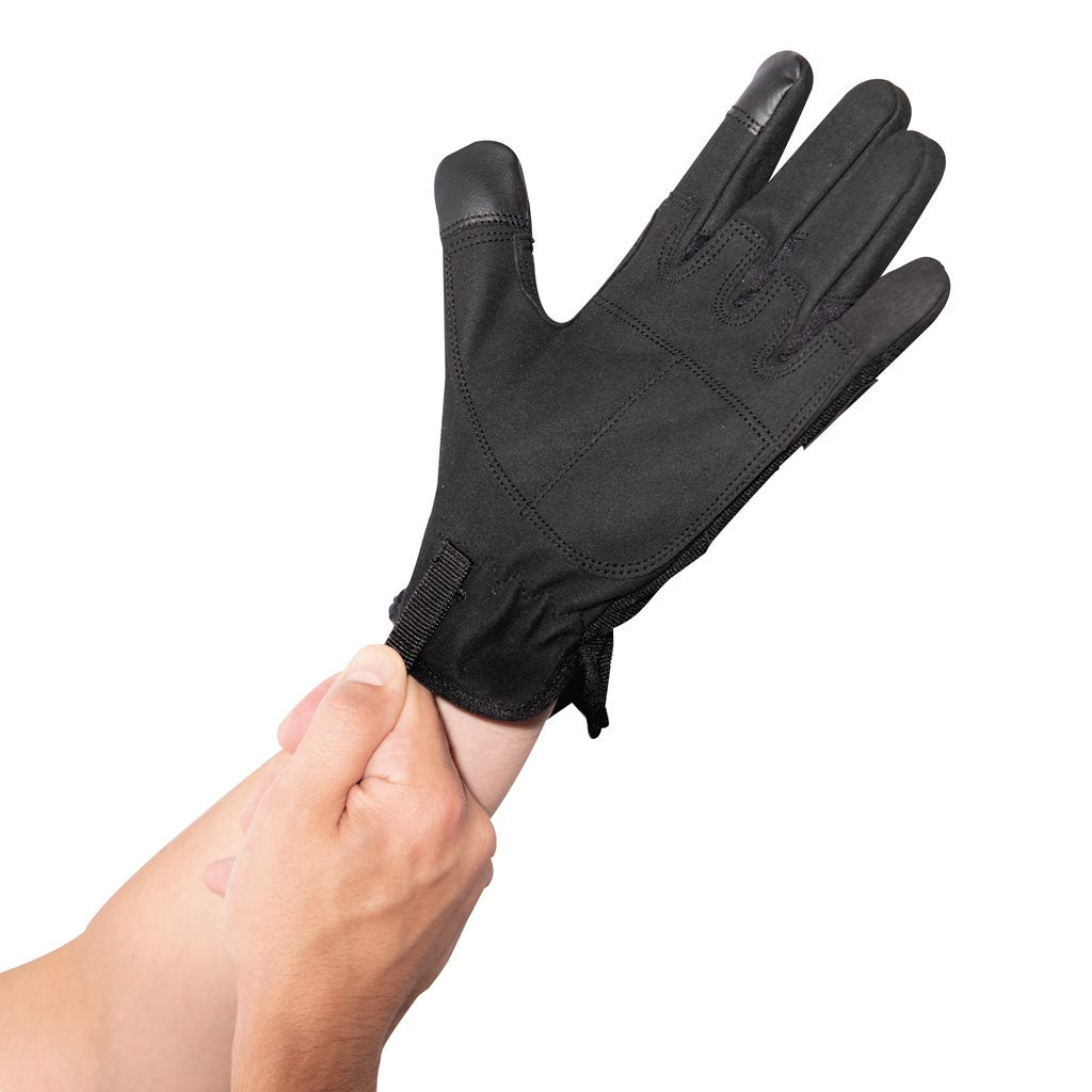 Guantes Rapid Fit Duty negros con refuerzos en nudillos y elementos reflectantes