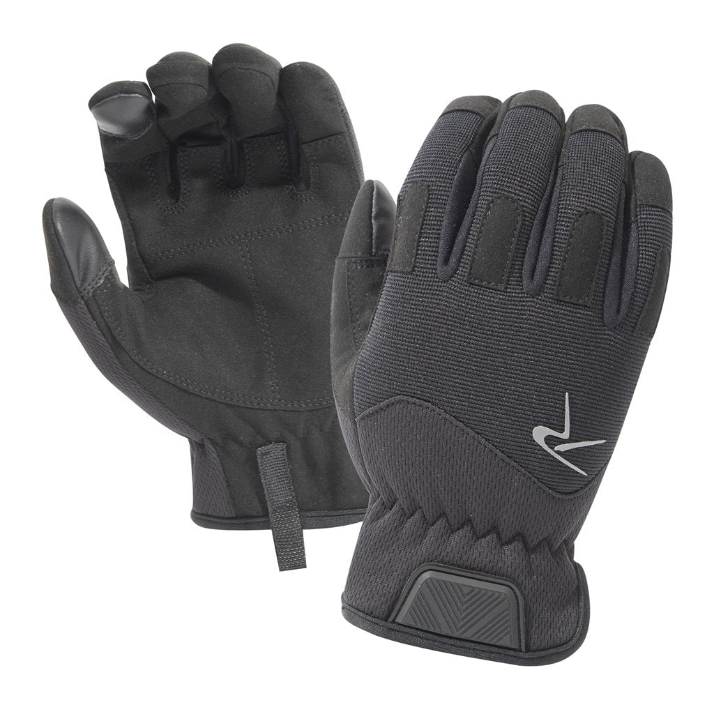 Guantes Rapid Fit Duty negros con refuerzos en nudillos y elementos reflectantes