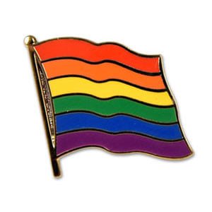 Pin metálico esmaltado con la bandera LGBT+ en arcoíris