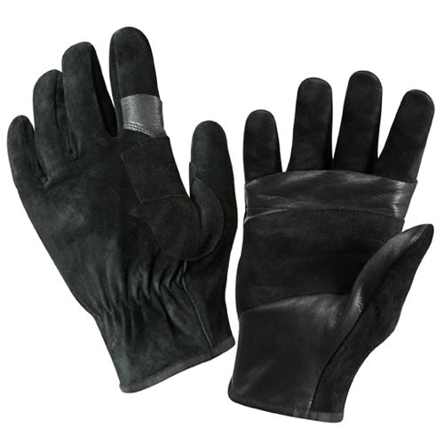 Guantes SWAT/FAST negros de piel con refuerzo en palma y pulgar