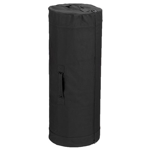 Bolsa náutica cilíndrica negra con cremallera longitudinal, anilla en D y asas - 62 x 105 cm