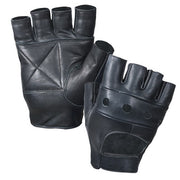 Par de guantes de cuero sin dedos Biker negros (3498)