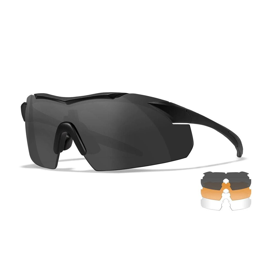 Gafas de tiro WX VAPOR con marco negro y juego de 3 lentes
