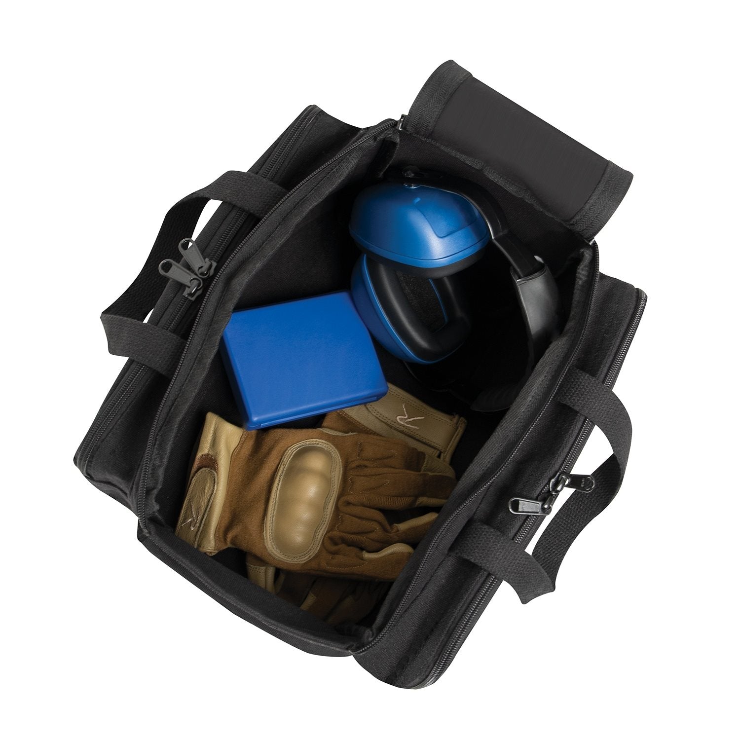 Bolsa SHOOTING RANGE negra para arma corta con bolsillo y ojales para cargadores